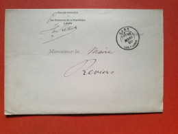 Cad De Caen Sur Lettre En Franchise Avec Texte Pour Le Maire De Reviers En 1880 - Réf 1858 - 1877-1920: Semi-Moderne