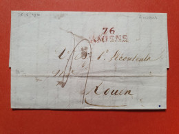 Marque Postale En Rouge De Amiens Sur Lettre Avec Texte Pour Rouen En 1820 - Réf 1862 - 1801-1848: Precursors XIX