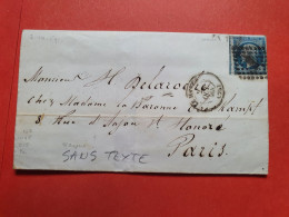 Napoléon ND 20ct Sur Lettre Sans Texte De Le Havre Pour Paris En 1859, Ambulant Au Dos - Réf 1885 - 1849-1876: Periodo Classico