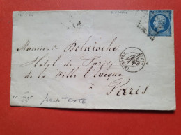 Napoléon ND Sur Lettre Sans Texte Du Havre Pour Paris En 1860, Ambulant Au Verso ( Bien Frappé ) - Réf 1891 - 1849-1876: Periodo Classico