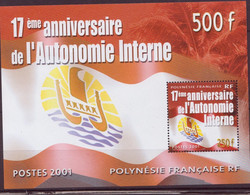 POLYNESIE  BF N°26 ** Anniversaire De L'Autonomie Interne 2001 - Blocs-feuillets