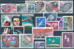 C4739 Space Astronaut Spacecraft Moon Victim Satellite Telecom 2xSet+12xStamp Used Lot#567 - Sammlungen