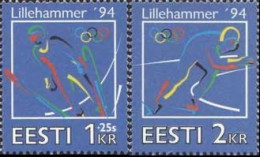 Estonia Estland 1994 Winter Olympic Games Lillehammer Norway Set Of 2 Stamps Mint - Inverno1994: Lillehammer