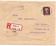 59102 - Deutsches Reich - 1927 - 50Pfg Bach EF A R-Bf BERLIN -> Tschechoslowakei - Música