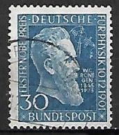 ALLEMAGNE   -   1951 .  Y&T N° 33 Oblitéré.  Cote 30 Euros.  Nobel De Physique, W.C. Rontgen. - Gebraucht