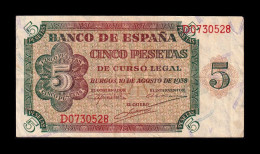 España Spain 5 Pesetas Burgos 1938 Pick 110 Serie D Mbc+/Ebc Vf+/Xf - 5 Peseten