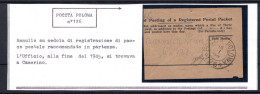 1946 18 GEN CEDOLA DI REGISTRAZIONE DI PACCO POSTALE RACCOMANDATO IN PARTENZA DALLA POSTA MILITARE POLACCA N.126 FIRMA B - 1946-47 Período Del Corpo Polacco