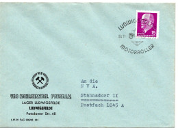 59123 - DDR - 1963 - 15Pfg Ulbricht EF A WirtschDrucksBf LUDWIGSFELDE - MOTORROLLER -> Stahnsdorf - Moto