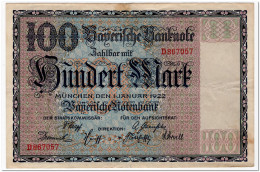 GERMANY,MUNCHEN,100 MARK,1922,VF - 100 Mark