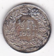 Suisse. 1/2 Franc 1951 B, En Argent, KM# 23 - 1/2 Franken