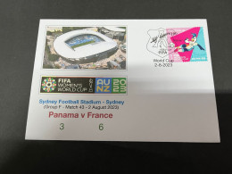 2-8-2023 (1 T 19) FIFA Women's Football World Cup Match 43 ($1.20 TAZUNI Stamp) Panama (3) V France (6) - Sonstige & Ohne Zuordnung