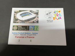 2-8-2023 (1 T 19) FIFA Women's Football World Cup Match 43 (Australia Stamp) Panama (3) V France (6) - Andere & Zonder Classificatie