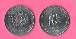 Somalia 10 Shillings 2000 Zodiac Anno Cane Year Dog - Somalia