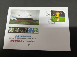 2-8-2023 (1 T 19) FIFA Women's Football World Cup Match 45 (Football Stamp) Argentina (0) V Sweden (2) - Altri & Non Classificati