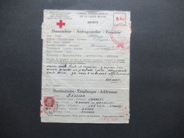 Frankreich 1944 Croix Rouge Geneve (schweiz) Anfragesteller / Demandeur / Verbleib In Algerien / Alger ?! Alger- Creteil - Brieven En Documenten
