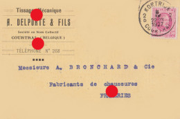 KORTRIJK 1927 Tissage Mécanique DELPORTE & Fils  1927  Carte Correspondance - Spa