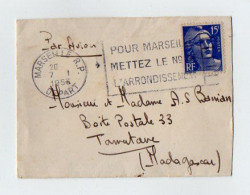 TB 4340 - 1953 - LSC - Marianne De Gandon Sur Enveloppe Mignonnette / Ob MARSEILLE Départ Pour TAMATAVE ( Madagascar ) - 1921-1960: Modern Period
