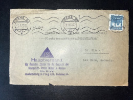 DEVANT D'ENVELOPPE TCHECOSLOVAQUIE 1933 PRAHA POUR BERN SUISSE - Cartas & Documentos