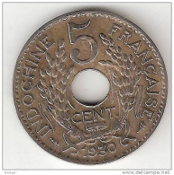 *indo-china 5 Cents 1930 Torch  Km18  Vf+ !!!!! - Otros & Sin Clasificación