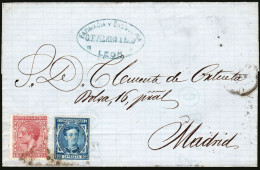 León - Edi O 175+188 - 1877 - Envuelta Cuño "Farmacia Y Droguería G.F. Merreid E Hijo - León" - Covers & Documents