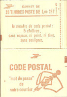 CARNET 2102-C 7 Sabine De Gandon "CODE POSTAL" Fermé. Parfait état Bas Prix TRES RARE. - Modern : 1959-...