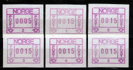 Noorwegen ATM Mi 1 Postfris  (6 Verschillende Waarden) - Timbres De Distributeurs [ATM]