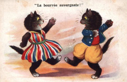 Chat - Cpa Illustrateur - Chats Humanisés Dansant La Bourrée Auvergnate - Cat Katze - Chats