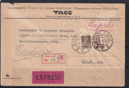 Russia 1926 Registered Express Cover TASS Moscow To Berlin 15283 - Briefe U. Dokumente