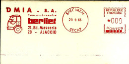 Lettre Ema Specimen SECAP 1965 DMIA Sa Berliet    Industrie Metier Ajacccio A 89/04 - Camions