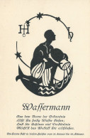 Sternzeichen Wassermann, Scherenschnittkarte Astrologischer Verlag Wilhelm Becker Berlin-Steglitz, Nicht Gelaufen - Astronomie