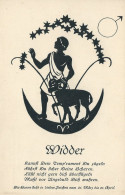 Sternzeichen Widder, Scherenschnittkarte Astrologischer Verlag Wilhelm Becker Berlin-Steglitz, Nicht Gelaufen - Astronomie