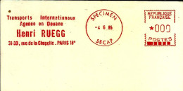 Lettre Ema Specimen SECAP 1965 Transports Internationnaux  Henri Ruegg  Industrie Metier  75 Paris   A 89/11 - Camions