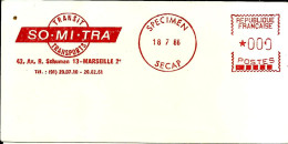 Lettre Ema Specimen SECAP 1966 Transports  Transit SO.MI.TRA.  Industrie Metier  13 Marseille   A 89/12 - Vrachtwagens