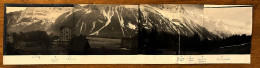 RARE !!! * Route De Chamonix , Les Praz * Panorama Du Mont Blanc * 1932 * Hôtel * Photo Ancienne Panoramique 38.5x9.5cm - Chamonix-Mont-Blanc