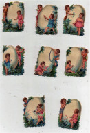 Petite CHROMO Découpis Enfants Filles Fillettes Oeuf De Pâques Fleurs (8 Chromos) - Children