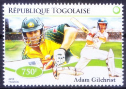 Togo 2014 MNH, Adam Gilchrist Australia Cricket Sports - Cricket