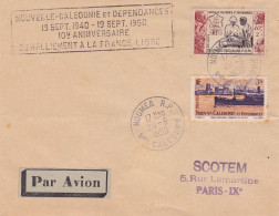 10° Anniversaire Du Ralliement à La France Libre - Lettre De Nouméa Pour Paris Du 20/09/1950 - Cartas & Documentos