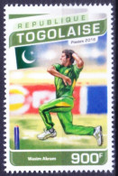 Togo 2016 MNH, Wasim Akram Pakistan Cricket Sports - Cricket