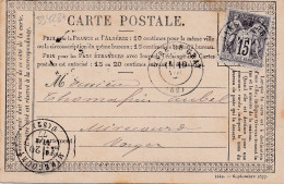 33428# SAGE CARTE PRECURSEUR Obl GARE DE GRAY 1877 T17 HAUTE SAONE Pour MIRECOURT VOSGES - Cartes Précurseurs