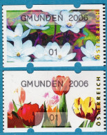 2006 Österreich Austria Automatenmarken ATM 6.1 + 7.1 / Blumen / GMUNDEN 2006 / 01 Ct. ** Frama Automatici Etiquetas - Vignette [ATM]