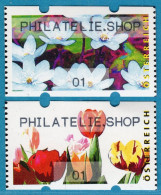 2006 Österreich Austria Automatenmarken ATM 6.3 + 7.3 / Blumen / PHILATELIE.SHOP / 01 Ct. ** Frama Automatici Etiquetas - Machine Labels [ATM]