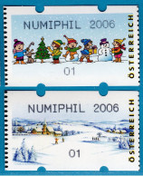 2006 Österreich Austria Automatenmarken ATM 8.4 + 9.4 / Winter / NUMIPHIL 2006 / 01 Ct. ** Frama Automatici Etiquetas - Vignette [ATM]