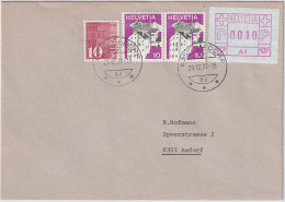 MiNr. 1 Schweiz, Automatenmarken 1976, 9. Aug. Freimarke. Inschrift HELVETIA Groß Und Mit Automatennummer - AADORF - Sellos De Distribuidores