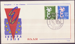 Europa CEPT 1958 Sarre - Saarland FDC2 Y&T N°421 à 422 - Michel N°439 à 440 - 1958