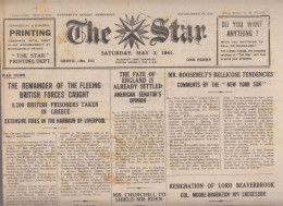 Guernsey Newspaper May 3rd, 1941 (Original) - The Star - Guerre 1939-45
