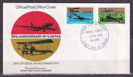 AUSTRALIA. 1970/Victoria, 50th Anniversary Of Quantas/envelope. - Cartas & Documentos