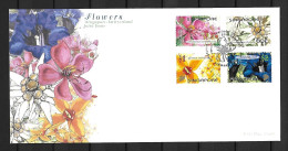 2001 Joint Singapore And Switzerland, OFFICIAL FDC SINGAPORE 4 STAMPS:  Flowers - Emissions Communes