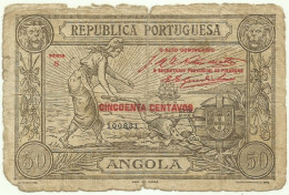 Angola - 50 Centavos - 1921 - Pick 62 - Série S - Republica Portuguesa - Angola