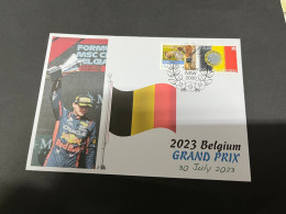 3-8-2023 (1 T 22) Formula One - 2023 Belgium Grand Prix - Winner Max Verstappen (30 July 2023) Belgium Flag Stamp - Andere & Zonder Classificatie