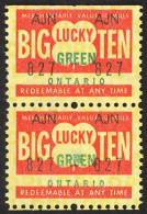 Canada Cinderella Cc8220 2a Mint Vertical Pair Lucky Green Stamp - Vignettes Locales Et Privées